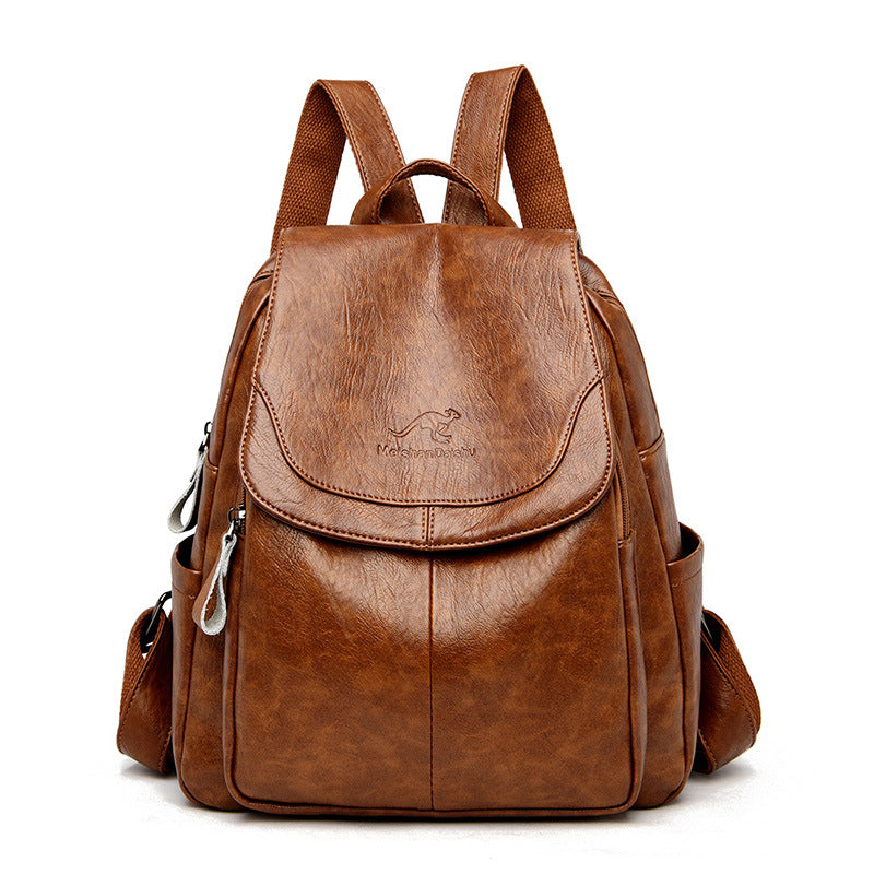 Barrel Kangaroo Women's Bag 2025 New genuine goods Women's Large Capacity Soft Leather Backpack Simple Fashion Travel Bag
