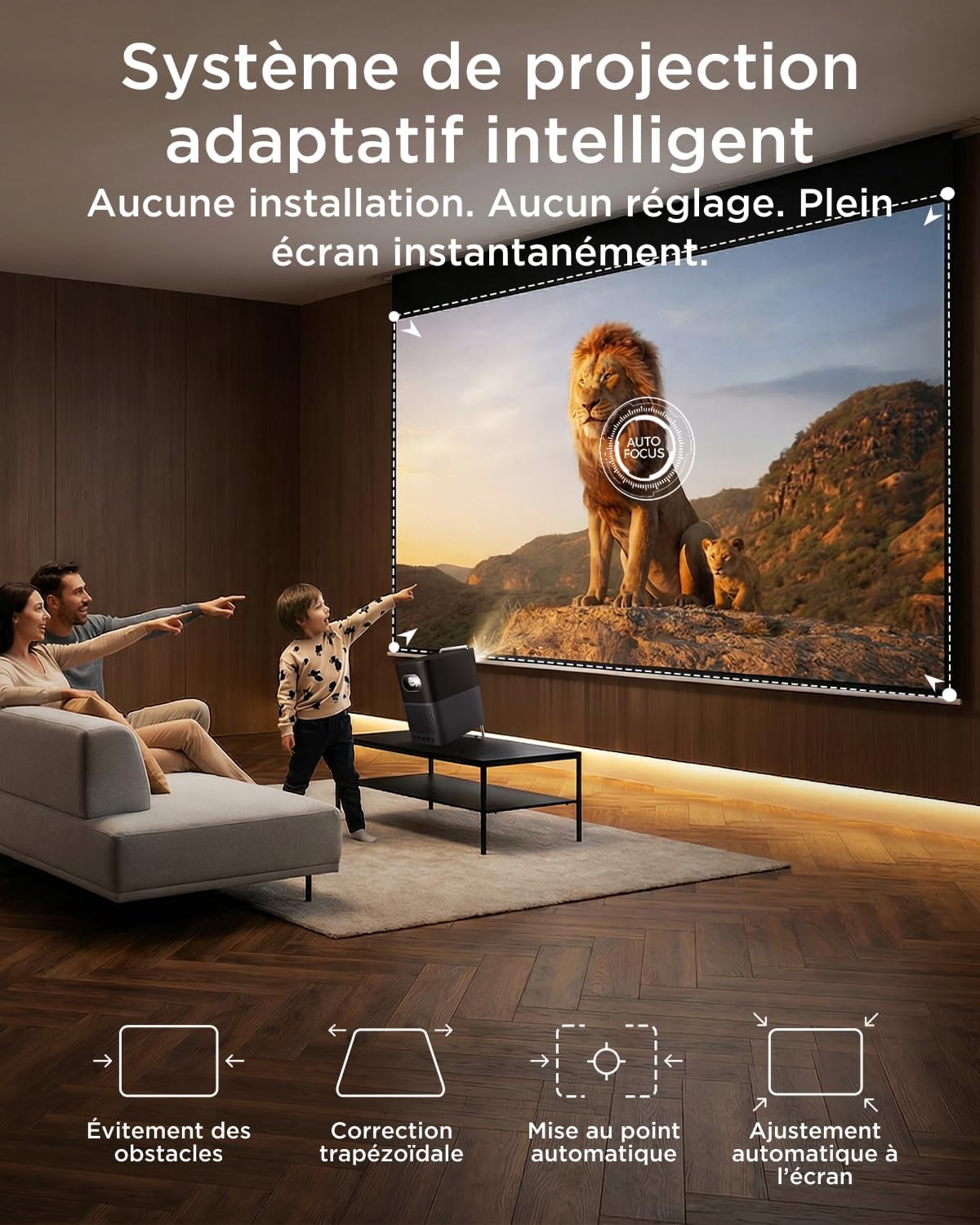 TCL A1s Vidéoprojecteur 4K Supporté, Projecteur Home Cinéma Natif 1080P, 600 ISO Lumens, Smart Google TV Intégrée, Auto Focus & Keystone, WiFi 5G, Bluetooth 5.1
