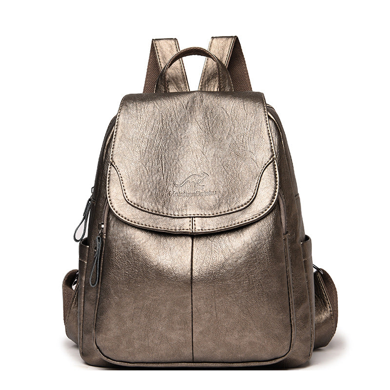 Barrel Kangaroo Women's Bag 2025 New genuine goods Women's Large Capacity Soft Leather Backpack Simple Fashion Travel Bag