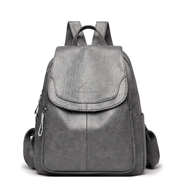 Barrel Kangaroo Women's Bag 2025 New genuine goods Women's Large Capacity Soft Leather Backpack Simple Fashion Travel Bag