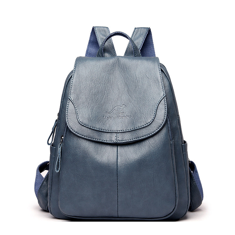 Barrel Kangaroo Women's Bag 2025 New genuine goods Women's Large Capacity Soft Leather Backpack Simple Fashion Travel Bag