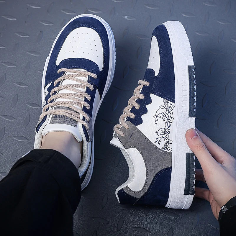 Chaussures de skate pour hommes, semelles souples, coupe basse, style rétro, chaussures décontractées pour la marche quotidienne, confortables, antidérapantes, chaussures de sport pour hommes